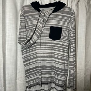 Striped Gray and Black Long Sleeve Top